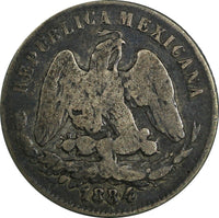 MEXICO Silver 1884 Ga B 25 Centavos Guadalajara Mint SCARCE KM# 406.4 (19 157)