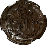 Russia Catherine II Copper 1795 EM Denga NGC XF DETAILS C# 56.2 (004)