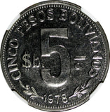 Bolivia 1978 5 Pesos Bolivianos Germany Mint NGC MS66 TOP GRADED KM# 197 (008)