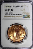 Ireland Republic Bronze 1968 Penny NGC MS64 RD NICE RED Hen with chicks KM11 (8)