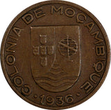 Mozambique Colony of the Portuguese Bronze 1936 20 Centavos KM# 64 (20 459)