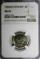 DOMINICAN REPUBLIC 1984 MO 5 Centavos NGC MS63 Sanchez and Mella KM# 59 (054)