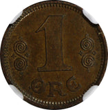 Denmark Christian X 1917 VBP GJ 1 Ore NGC MS63 BN WWI KEY DATE SCARCE KM812.1(3)