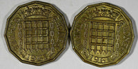 Great Britain Elizabeth II LOT OF 2 COINS 1961 3 Pence KM# 900 (20 270)
