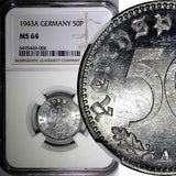 Germany - Third Reich 1943 A 50 Reichspfennig WWII Issue NGC MS64 KM# 96 (6)