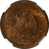 MEXICO SECOND REPUBLIC Copper 1897 Mo 1 Centavo NGC MS65 RB Last Date KM# 391.6