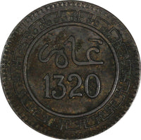 Morocco Abd al-Aziz Bronze 1320 (1903) Bi	2 Mazunas ch.XF Y# 15.1 (19 679)