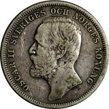 Sweden Oscar II Silver 1901EB 1 Krona Mintage-270,960 VF SCARCE KM#760 (15 643)