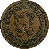 GERMANY Copper BEER TOKEN LÖWENBRAUKELLER * HEILMANNSEDER *  26mm (18 376)