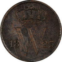 Netherlands William I Copper 1823 1 Cent SCARCE KM# 47