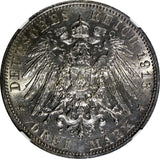 Germany SAXONY Leipzig Battle Silver 1913 E 3 Mark NGC UNC DETAILS KM#1275 (022)