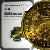 Guatemala Brass 1981 1 Centavo NGC MS64 TOP GRADED BY NGC KM# 275.4 (116)