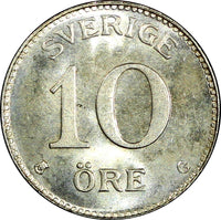 Sweden Gustaf V (1907-1950) Silver 1941 G 10 Öre  GEM BU KM# 780 (22 082)