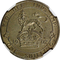 Great Britain Edward VII Silver Matte Proof 1902 1 Shilling NGC PF62 MATTE KM800