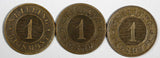Denmark Frederik VII Bronze LOT OF 3 COINS 1863 Skilling Rigsmont KM# 763 (768)