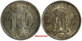 SWEDEN Oscar II Silver 1907 EB 10 Ore 1 YEAR TYPE  aUNC KM# 774 (17 031)