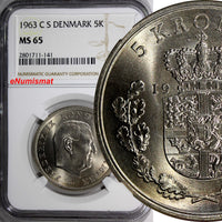 Denmark Frederik IX 1963 CS 5 Kroner NGC MS65  KEY DATE Low Mintage KM# 853.1(1)