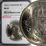 Denmark Frederik IX 1963 CS 5 Kroner NGC MS65  KEY DATE Low Mintage KM# 853.1(1)