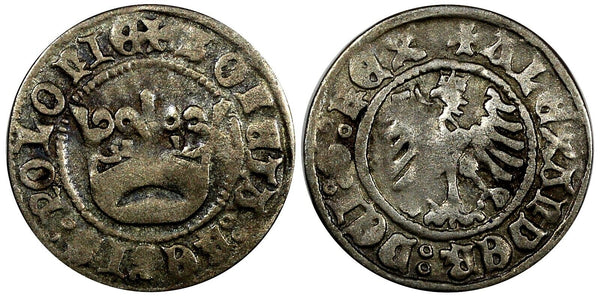 POLAND Aleksander Jagiellonczyk (1501-1506) Silver 1/2 Gross Krakow Gum# H.469