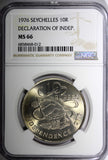 Seychelles 1976 10 Rupees Declaration of Independence NGC MS66 GEM BU KM# 28 (2)