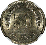 Finland Copper-Nickel 1940 S 50 Penniä Last Year NGC MS63 TOP GRADED KM# 26 (24)