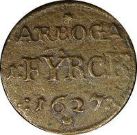 Sweden Gustav II Adolf Copper 1627 1 Fÿrk Arboga mint SCARCE KM# 110 (458)
