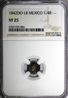 MEXICO Silver 1842 DO LR 1/4 Real Quarto NGC VF25 Durango Mint SCARCE KM# 368.2