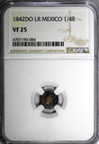 MEXICO Silver 1842 DO LR 1/4 Real Quarto NGC VF25 Durango Mint SCARCE KM# 368.2