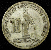 GUATEMALA Silver 1936 10 Centavos Royal British Mint KM# 239.2 (22 888)