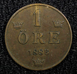 SWEDEN Oscar II (1872-1907) Bronze 1886 1 ORE Extra Large letters KM# 750 (513)