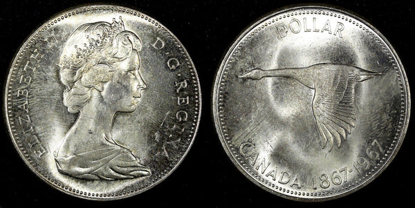 CANADA Elizabeth II Silver 1967 $1.00 Dollar Goose UNC KM# 2287 (770)