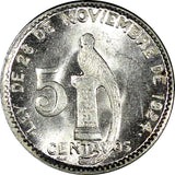 GUATEMALA Silver 1945 5 Centavos  BU COIN KM# 238.1 (727)