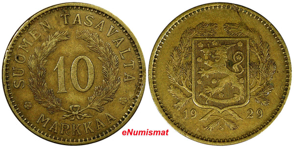 Finland Aluminum-Bronze 1929 S 10 Markkaa Better Date KM# 32A (9308)