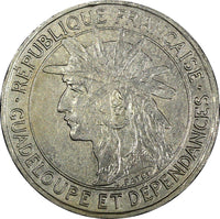 Guadeloupe 1921 1 Franc Mintage-700,000 High Grade SCARCE KM# 46 (21 692)