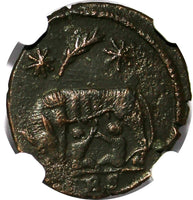 Roman Empire Constantinian BI Nummus cAD 330-340 Roma/She-Wolf&Twins NGC ChVF(7)