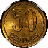 SPAIN II Republic Copper 1937 (34) 50 Centimos NGC MS63 RB KM# 754.1 (039)
