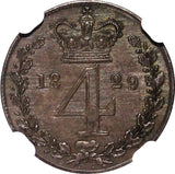 Great Britain George IV Silver 1829 4 Pence Maundy NGC MS63 Toned KM# 686 (23)