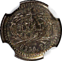 Guatemala Silver 1875 P 1/4 Real NGC AU58 Nice Toning  KM# 146