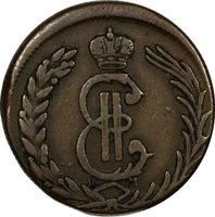 RUSSIA SIBERIA Catherina II Copper 1779/69 KM 2 Kopecks OVERDATE Suzun C#4 (298)