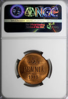 Finland Russian Tsar Nicolas II (1895-1917) 1915 5 Pennia NGC MS63 RB KM# 15/065