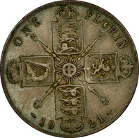 Great Britain George V Silver 1921 Florin KM# 817a (20 939)
