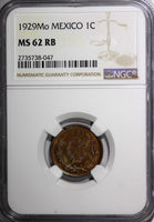 Mexico ESTADOS UNIDOS MEXICANOS Bronze 1929 Mo 1 Centavo NGC MS62 RB KM# 415 (7)