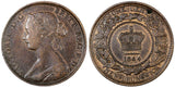 CANADA New Brunswick Victoria Bronze 1864 1 Cent 25 mm KM# 6 (21 089)