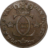 SWEDEN Carl XIII Copper 1815 1/2 Skilling NICE DETAILS KM# 590 (9753)