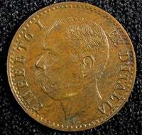 Italy Umberto I Copper 1895 R  1 Centesimo aUNC KM# 29 (23 904)