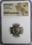 ROMAN EMPIRE Geta AD 209-211 AR Denarius as Caesar  NGC XF. Genius at Altar (01)