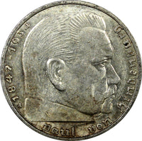 Germany - Third Reich Silver 1939 A 2 Reichs Mark Hindenburg KM# 93 (22 330)
