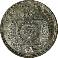 Brazil Pedro II Silver 1862 500 Reis aUNC Nice Toned KM# 464