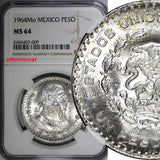 Mexico ESTADOS UNIDOS MEXICANOS Silver 1964 Peso Jose Morelos NGC MS64 KM#459(9)