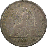 Guatemala Silver 1896  2 Reales 24 mm Nice Toned KM# 167 (22 656)